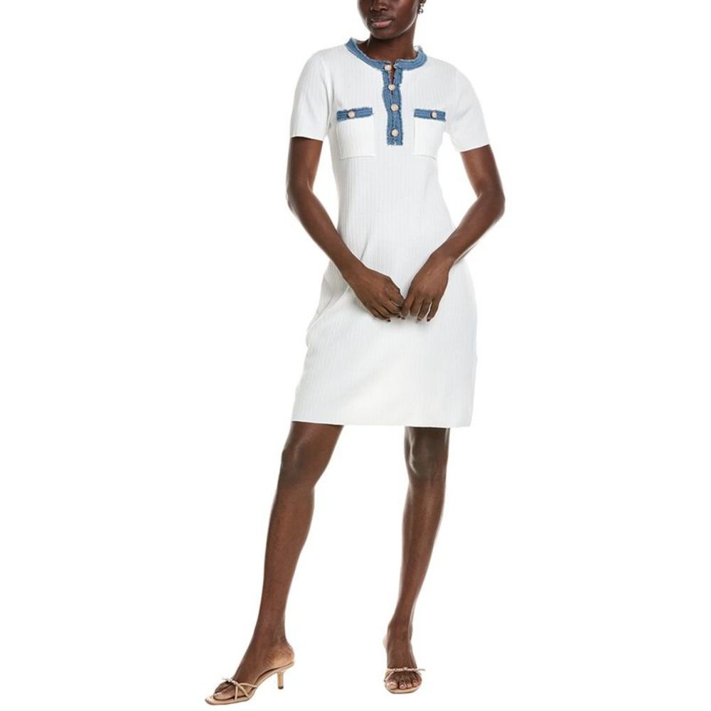 Nanette By Nanette Lepore Womens  Ribbed T-Shirt Dress-White